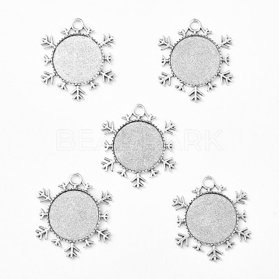 Christmas Ornaments Alloy Snowflake Pendant Cabochon Settings X-TIBEP-O006-29AS-1