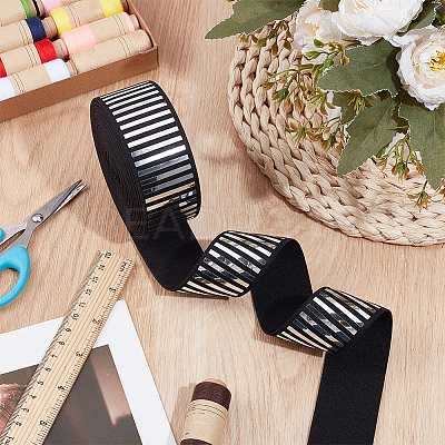 5 Yards Flat Nylon Hot Stamping Striped Elastic Wide Cord OCOR-BC0007-92A-1