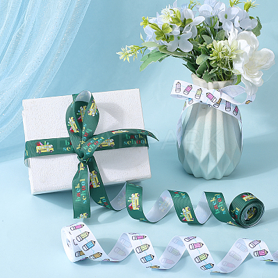 2 Rolls 2 Styles School Season Theme Polyester Colorful Printed Grosgrain Ribbon OCOR-GF0004-23C-1