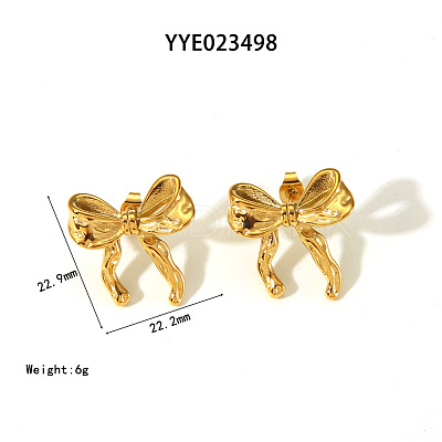 Elegant 304 Stainless Steel Bowknot Stud Earrings CR5364-6-1