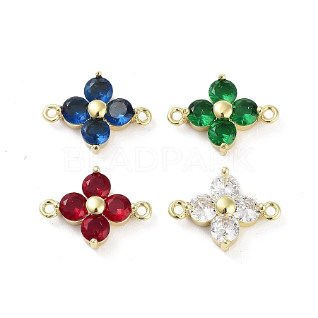 Rack Plating Brass Pave Cubic Zirconia Connector Charms KK-H474-20G-1