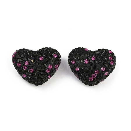 Heart Shaped Polymer Clay Rhinestone Beads CLAY-NH0002-01C-1