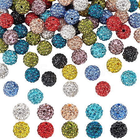 Olycraft 100Pcs 10 Colors Polymer Clay Pave Rhinestone Beads RB-OC0001-07-1