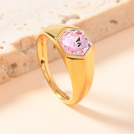 304 Stainless Steel with Cubic Zirconia Finger Rings FS-WG76F9A-27-1