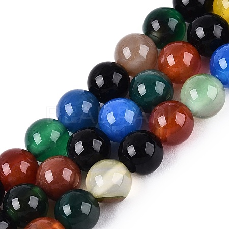 Natural Agate(Dyed & Heated) Beads Strands G-Q604-6MM-01-1