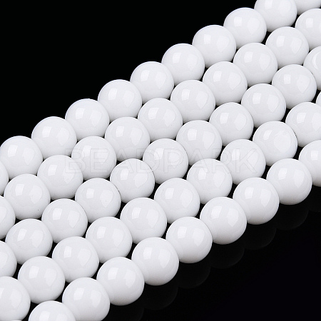 Opaque Solid Color Glass Beads Strands GLAA-T032-P4mm-02-1
