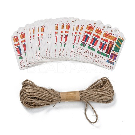 Rectangle Christmas Theme Kraft Paper Cord Display Cards CDIS-K003-02E-1