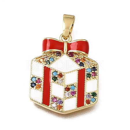 Brass Micro Pave Colorful Cubic Zirconia Pendants KK-CBAA632-28G-1