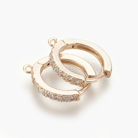 Brass Micro Pave Cubic Zirconia Huggie Hoop Earring Findings LS-KK-O112-13LG-1