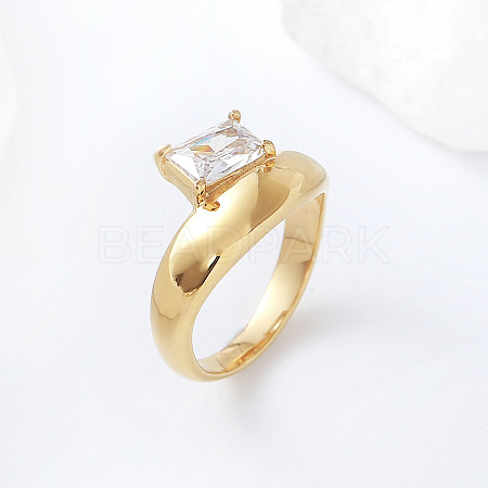 304 Stainless Steel Glass Finger Rings MD8256-3-1