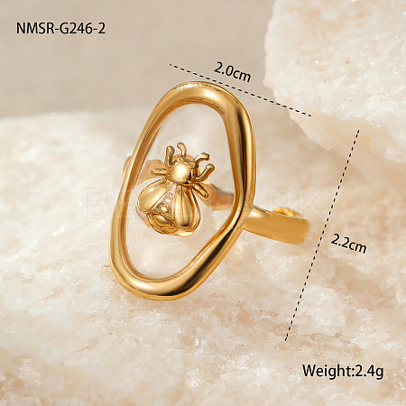 Preserved Flowers 304 Stainless Steel and Epoxy Resin Open Cuff Rings for Women FS-WGCF311-15-1
