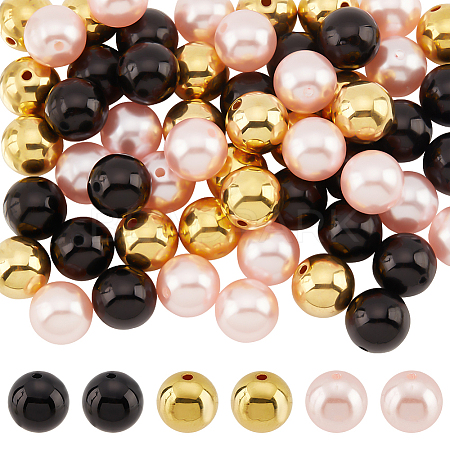   60Pcs 3 Colors Custom Resin Imitation Pearl Beads RESI-PH0001-95-1