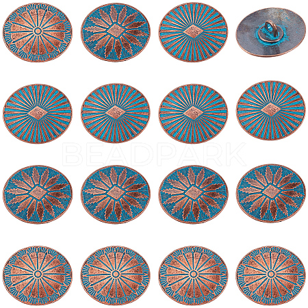 18Pcs 1-Hole Alloy Shank Buttons BUTT-GF0004-19B-1
