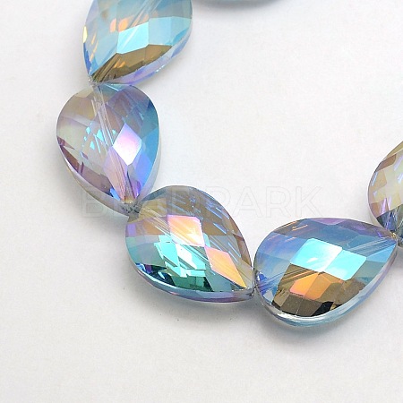 Electroplate Crystal Glass Teardrop Beads Strands EGLA-F067B-05-1