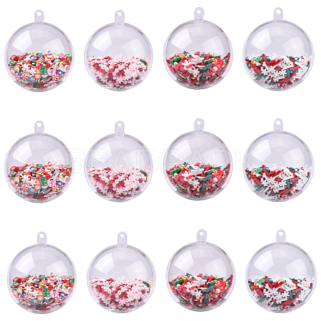 8Pcs 4 Styles Transparent Plastic & Handmade Polymer Clay Big Pendants PALLOY-YW00096-1