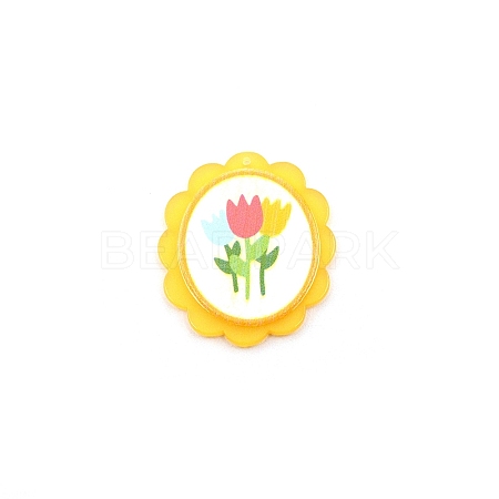 Opaque Embossed Printed Acrylic Pendants MACR-CJC0003-10C-1