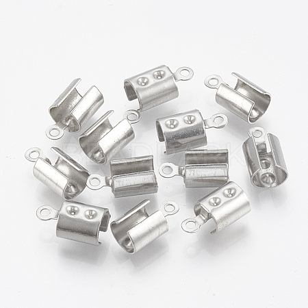 201 Stainless Steel Folding Crimp Ends X-STAS-T031-11-1