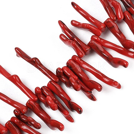 Opaque Acrylic Imitation Coral Beads Strands SACR-P033-01A-07-1