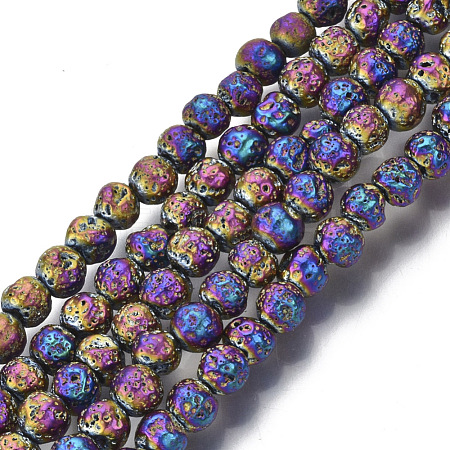 Electroplated Natural Lava Rock Beads Strands G-S352-30A-02-1