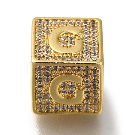 Brass Cubic Zirconia Beads KK-Q818-01G-G-1