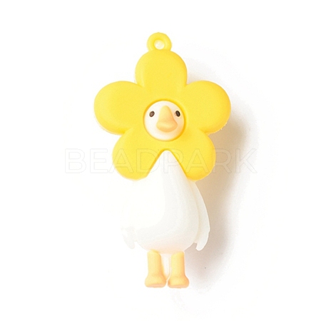 Opaque Resin Cute Duck Big Pendants RESI-D065-B05-1