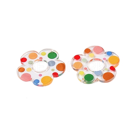 Flower Theme Printed Acrylic Pendants OACR-T028-06I-1