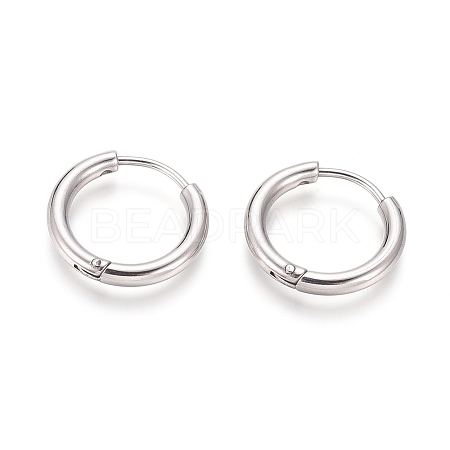 Tarnish Resistant 304 Stainless Steel Huggie Hoop Earrings LS-EJEW-F111B-17mm-P-1