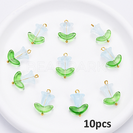 10Pcs Glass Pendants PALLOY-YW00040-06-1