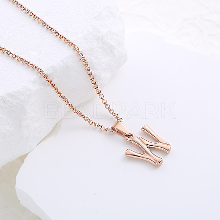 Stainless Steel Letter Pendant Necklaces for Women Men GR8130-23-1