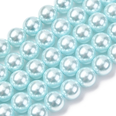 Electroplated Shell Pearl Beads Strands BSHE-G041-8mm-03-1