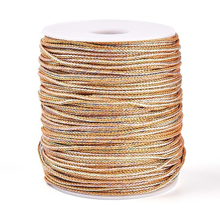 100M Segment Dyed Round Nylon & PET & Polyester Metallic Braided Cord OCOR-N009-01C-1