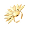 Flower 304 Stainless Steel Adjustable Cuff Rings for Women RJEW-M103-04D-G-2