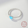 Light Sky Blue Synthetic Opal Heart Finger Ring FM4105-2-4