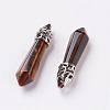 Natural Tiger Eye Pointed Pendants G-P309-01-2
