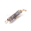 3Pcs 3 Styles Electroplated Natural Quartz Crystal Pointed Copper Wire Wrapped Pendants PALLOY-JF03766-01-5
