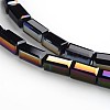 Half Rainbow Plated Faceted Cuboid Electroplate Glass Beads Strands EGLA-F109-E01-1