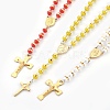 304 Stainless Steel Rosary Bead Necklaces NJEW-F240-03G-1