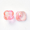 4-Petal Transparent Spray Painted Glass Bead Caps GGLA-S054-009B-03-2