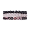 3Pcs 3 Styles Natural Mixed Gemstone Round Beaded Stretch Bracelets Set BJEW-JB10139-01-1