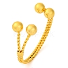 Round Balls Brass Cuff Bangles for Women BJEW-F477-03G-1