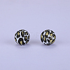 Printed Round with Leopard Print Pattern Silicone Focal Beads SI-JX0056A-05-1
