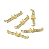 Rack Plating Brass Micro Pave Clear Cubic Zirconia Connector Charms KK-C007-37G-V-1