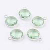 Silver Color Plated Brass Glass Flat Round Charms GLAA-M003-A-06S-1