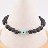 Natural Lava Rock Round Beads Stretch Bracelets for Men DE0249-3