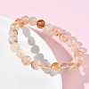 Natural Citrine Round Beads Stretch Bracelets for Women BJEW-Z158-03C-03-3