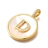 Rack Plating Brass Micro Pave Clear Cubic Zirconia Pendants with Shell KK-M309-42G-D-3