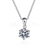 Anti-Tarnish Rhodium Plated 925 Sterling Silver Pave Crystal Moissanite Rhinestone Hexagon Charms STER-U003-02P-1