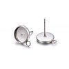 Non-Tarnish 304 Stainless Steel Stud Earring Settings X-STAS-H467-08P-8mm-1