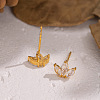 304 Stainless Steel Flower Stud Earrings WA7046-3