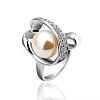 Real Platinum Plated Eco-Friendly Tin Alloy Round Imitation Pearl Finger Rings For Party RJEW-BB14342-8P-1